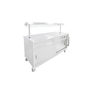 Parry MSF12G Stainless Steel Mobile Flat Top Servery with Gantry, 2.4kW