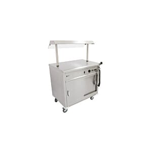 Parry MSF9G Stainless Steel Mobile Flat Top Servery with Gantry, 2.1kW