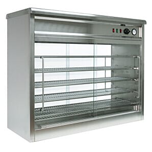 Parry PC140G Stainless Steel Electric Hot Heated Pie Cabinet with Glass Back, 1.9kW