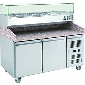 Chefsrange PP2+ 2 Door Pizza Preperation Counter with Granite Top & Splashback