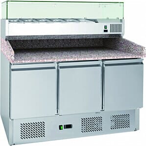 Chefsrange PP3C+ 3 Door Preperation Counter with Granite Top & Splashback