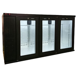 Osborne 430ES GBL eCold Triple Door Black Undercounter Fridge, 393 Litres