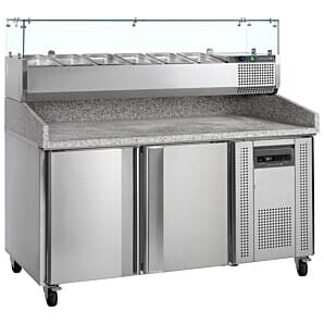 Tefcold PT1200 2 Door Refrigerated Preparation Counter, 370 Litres