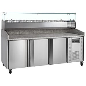 Front view of the Tefcold PT1300 3 Door Preparation Counter