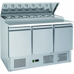 Chefsrange SP313 3 Door Preperation Counter, 7 x 1/3 GN