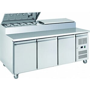 Chefsrange SP370 3 Door Preperation Counter, 8 x 1/3 GN