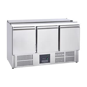Sterling Pro Cobus SPU300SL 3 Door Hinged Lid & Chop Board Saladette Counter, 368 Litres