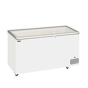Tefcold ST401 Hinged Flat Glass Lid Chest Freezer, 401 Litres