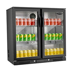 Front view of the Sterling Pro Green SP2HC-BH 180 Bottle Hinged Double Door Bottle Cooler