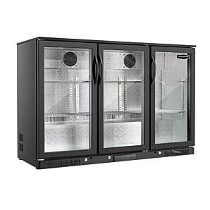 Sterling Pro Green SP3HC-LOW-BH Hinged Triple Door Black Low Height Bottle Cooler, 274 x 330ml Bottles B-GRADE