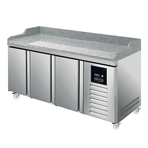 Front view of the Sterling Pro Green SPI-7-180-30-GR 3 Door Granite Counter Fridge 452 Litres