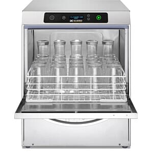 Front view of the DC SXG45 Standard Range 450mm Basket Capacity Glasswasher, 25 Pint Capacity with display glasses