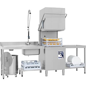 Prodis T1215BT 500mm Basket Heavy Duty Passthrough Hood Dishwasher with Break Tank, 18 Plate Capacity