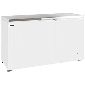Front view of the Tefcold GM500SS Stainless Steel Lid Chest Freezer, 463 Litres