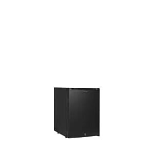Front view of the Tefcold TM42 Black Solid Door Mini Bar Fridge, 41 Litres