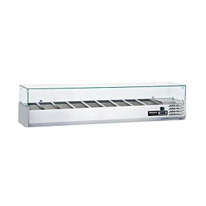 Blizzard TOP2000-14CR 1/4 Gastronorm Preparation Top with Glass Cover, 2000mm
