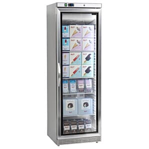 Tefcold UF400VSG Glass Single Door Display Freezer, 400 Litres