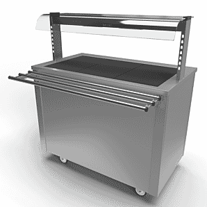 Moffat Versicarte Pro VC3HTQGTR Size 3 Mobile Hot Cupboard with Neo Ceran Hot Top Package, Complete with Gantry & Tray Rail, 3 x 1/1 GN