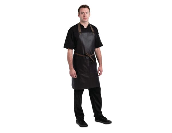 Chef Works Urban Wet Look Boulder Bib Apron Black and Brown