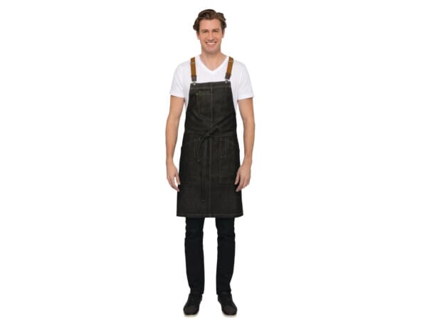 Chef Works Urban Berkeley Denim Brace Bib Apron Black (Code