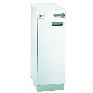 Front view of the Parry 1832 Single Door Electric Plate Warmer, 2kW