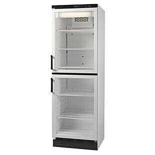 Front view of the Vestfrost FKG 370 Upright Double Door Display Cooler, 377 Litres
