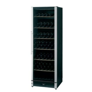 Front view of the Vestfrost FZ365W-BLACK Upright Dual-Zone Wine Cooler, 365 Litres

