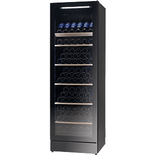 Front view of the Vestfrost WFG 185 Upright Glass Door Dual-Zone Wine Cooler