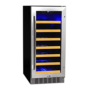 Front view of the Coolpoint WINE010 Undercounter Single Door Wine Storage Unit, 34 x 0.75 Litres Bottles
