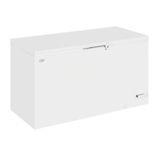 Front view of the Interlevin LHF540 White Solid Lid Chest Freezer