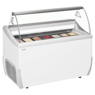 Front view of Framec J7E Scoop Ice Cream Display, 7 x 5 Litres Napoli Pans
