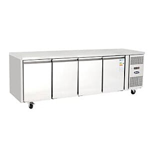 Front view of the Atosa EPF3482HD 4 Door Table Freezer, 450 Litres