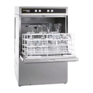 Front view of the Hobart Ecomax G404W-12B 390mm Basket Compact Glasswasher, 16 Pint Capacity 