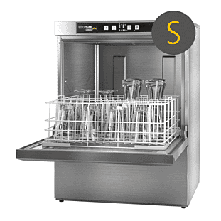 Front view of the Hobart Ecomax Plus G515SW-10C 500mm Basket Undercounter Glasswasher with Water Softener, 25 Pint Capacity
