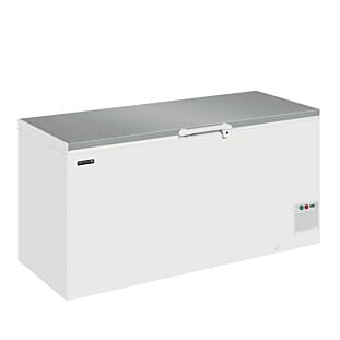 Front view of the Elcold EL61SS Stainless Steel Solid Lid Chest Freezer, 607 Litres

