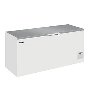 Front view of the Elcold EL71SS Stainless Steel Solid Lid Chest Freezer, 701 Litres