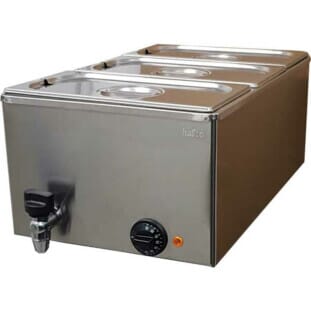 Front view of the Hallco MBM3WT Electric Wet Heat Bain Marie, 1.2kW