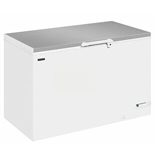 Front view of the Interlevin LHF460SS Stainless Steel Lid Chest Freezer, 447 Litres