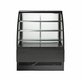 Tilted front view of the Sterling Pro EVO90-BLACK Patisserie Counter, 900mm