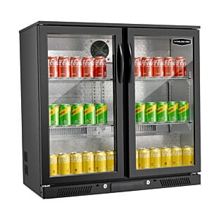 Front view of the Sterling Pro Green SP2HC-BH 180 Bottle Hinged Double Door Bottle Cooler